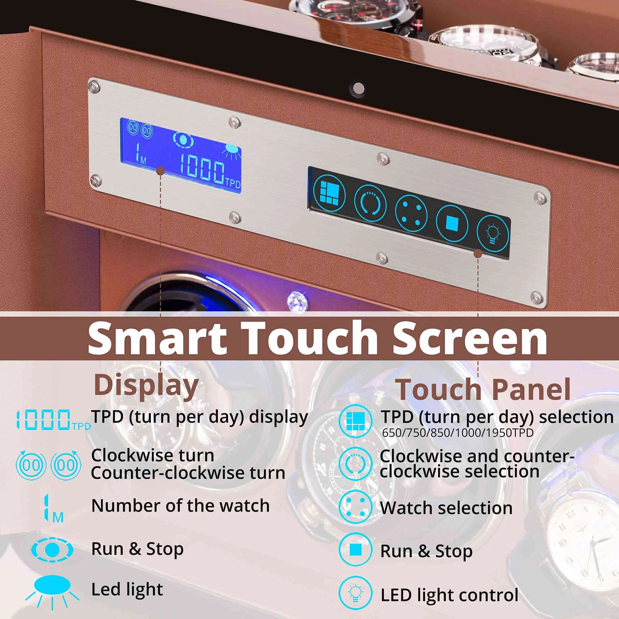 3 4 Walnut Wood Automatic Watch Winder, LUKDOF