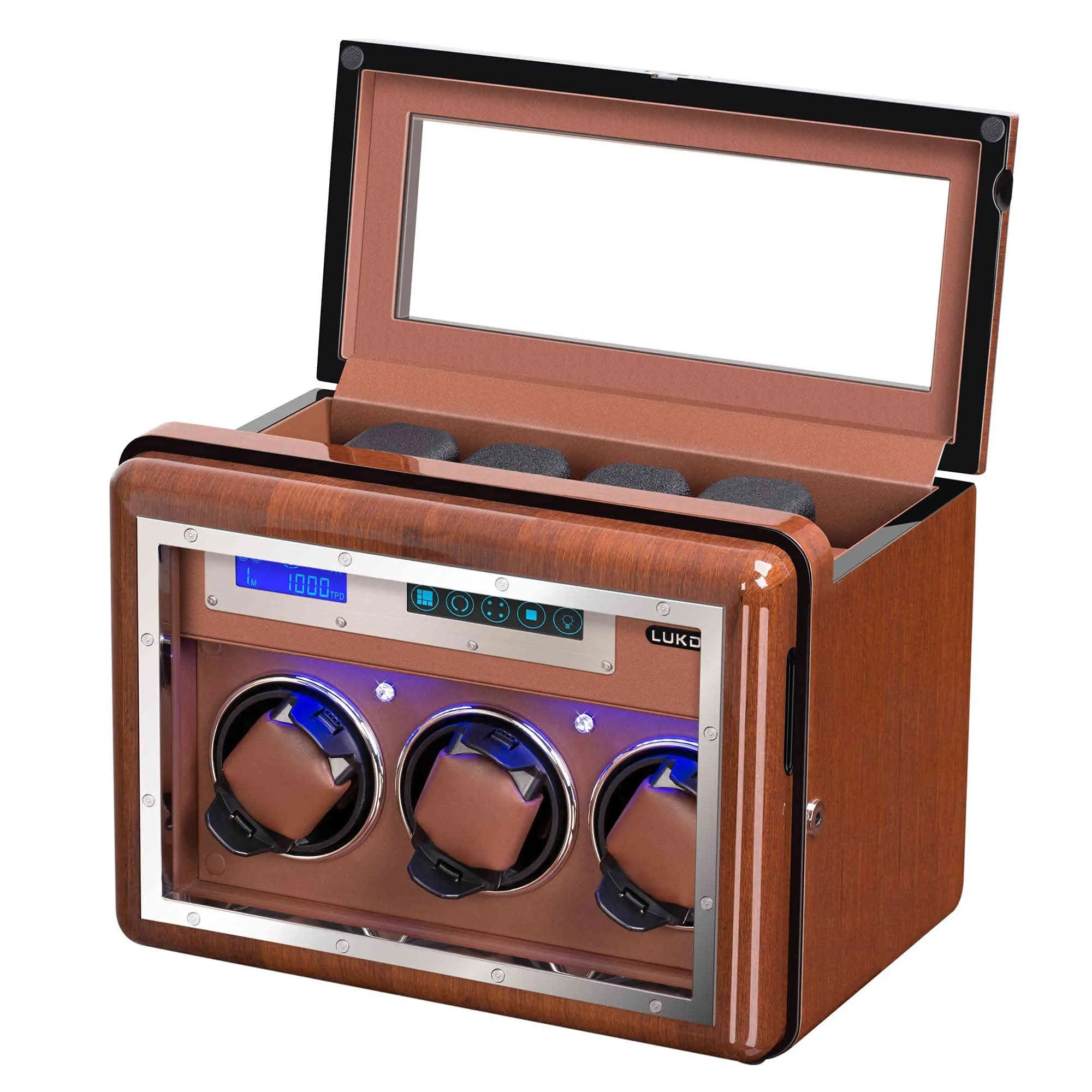 3 4 Walnut Wood Automatic Watch Winder, LUKDOF