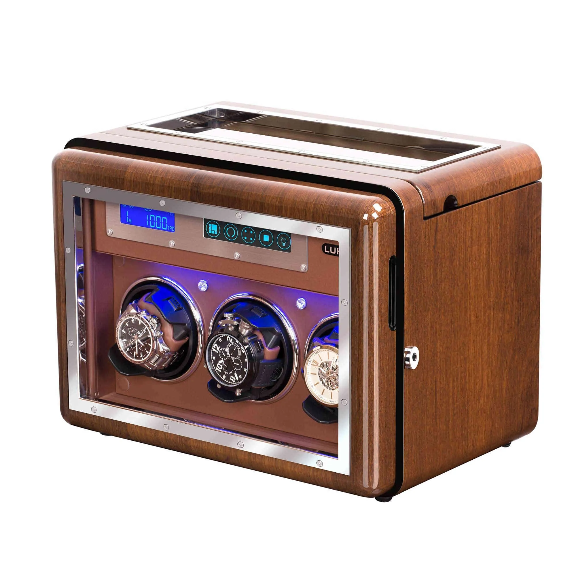 3 4 Walnut Wood Automatic Watch Winder, LUKDOF