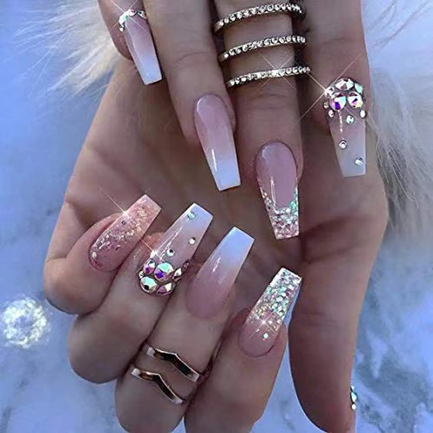 4320pcs Rhinestones for Nails art Rhinestones for Crafts Bulk Nail Gems and Rhinestones Nail Jewels Diamonds for Nails Flatback Round Glass ab Nails Charms for 6 Sizes