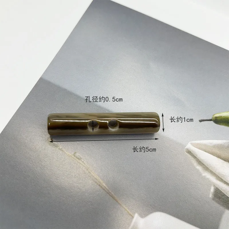 50mm White Black Olive Green Long Cylindrical Resin Toggle Buttons for Coat 20pcs