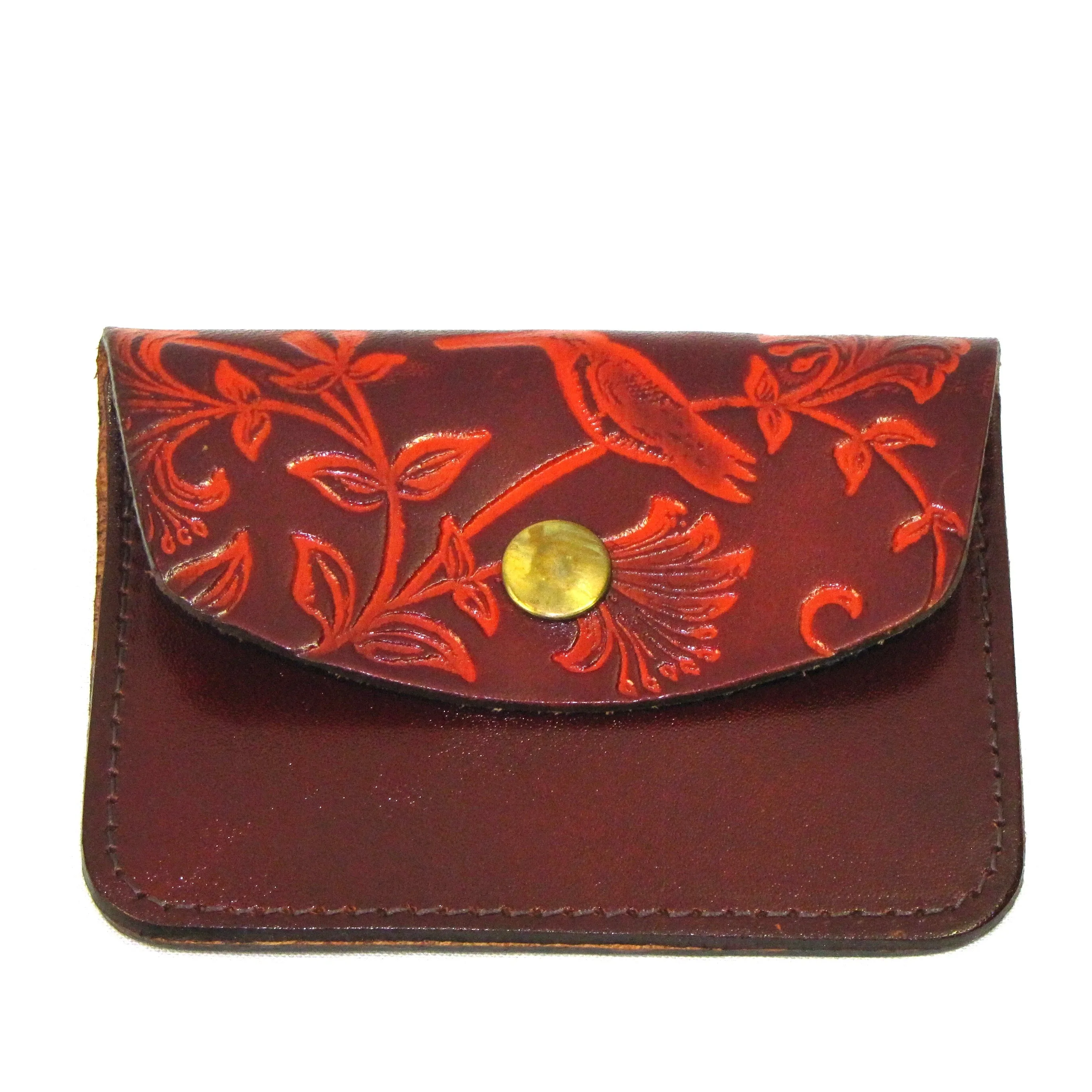 AC309-60  Antique Finish Snap Wallet- Humming Bird