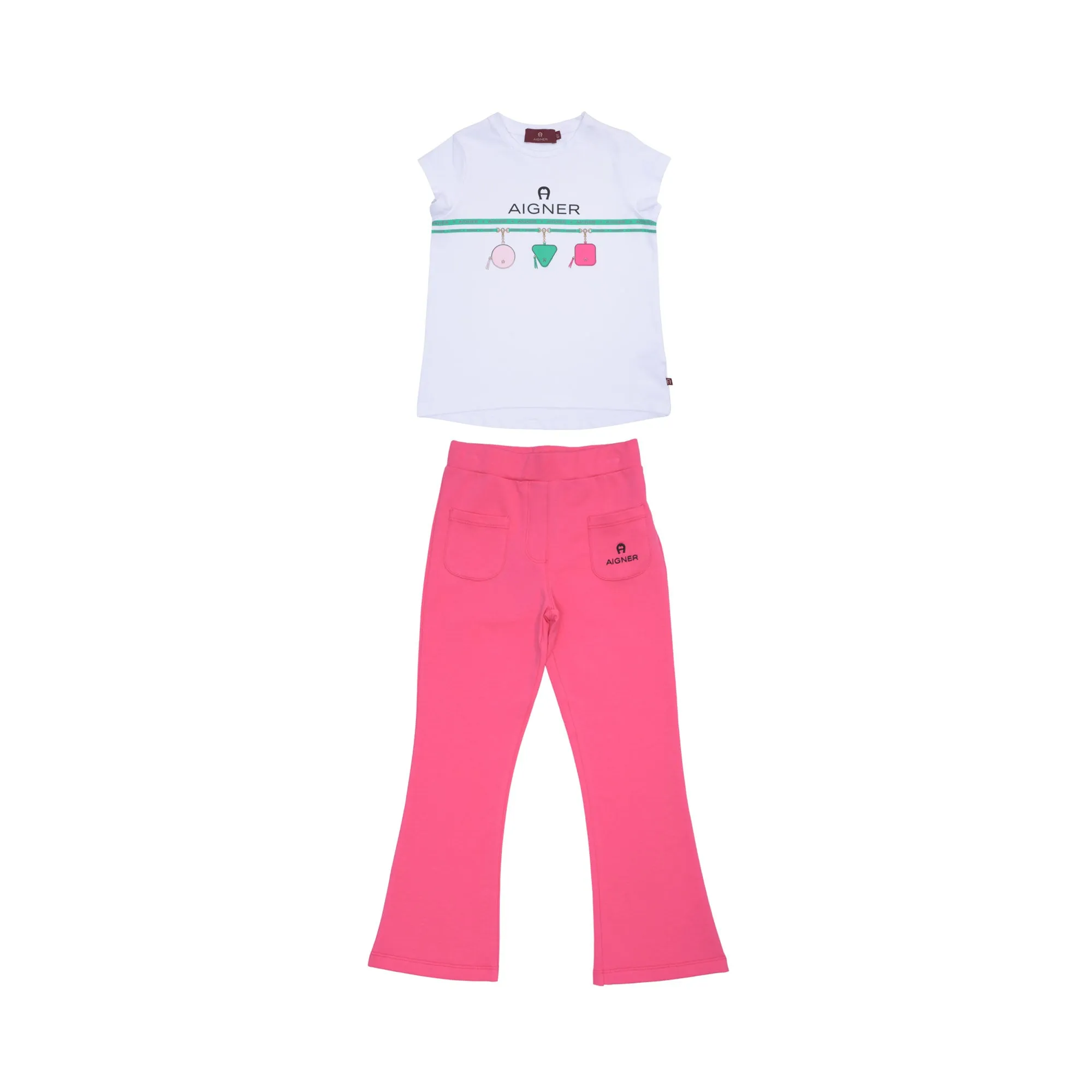 Aigner Kids Girl's White & Fuchsia Set T-Shirt & Trouser