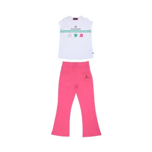 Aigner Kids Girl's White & Fuchsia Set T-Shirt & Trouser