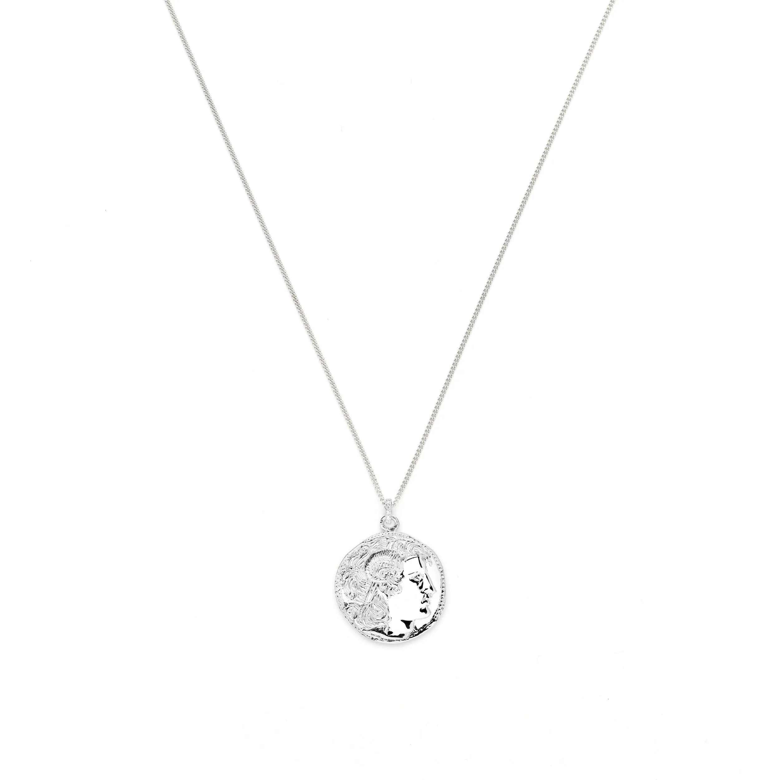 Alexander the Great Bust Antique Coin Necklace, Unisex, 18K Gold Over Sterling Silver