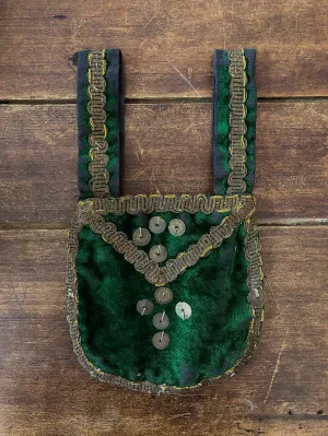 Antique Green Velvet Pouch