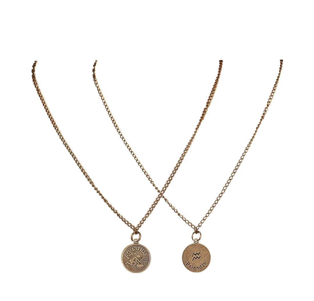 Aquarius vintage coin necklace