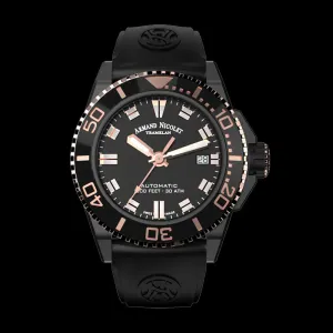 ARMAND NICOLET JS9-41 MEN'S AUTOMATIC BLACK STRAP BLACK DIAL WATCH