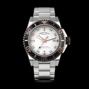 ARMAND NICOLET JS9-44 MEN'S AUTOMATIC STEEL BRACELET SILVER DIAL WATCH