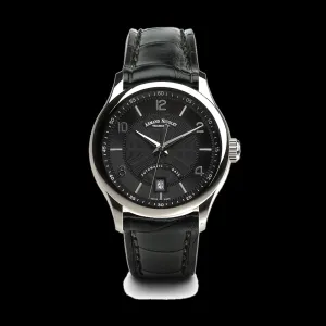 ARMAND NICOLET M02-4 MEN'S AUTOMATIC BLACK STRAP BLACK DIAL WATCH