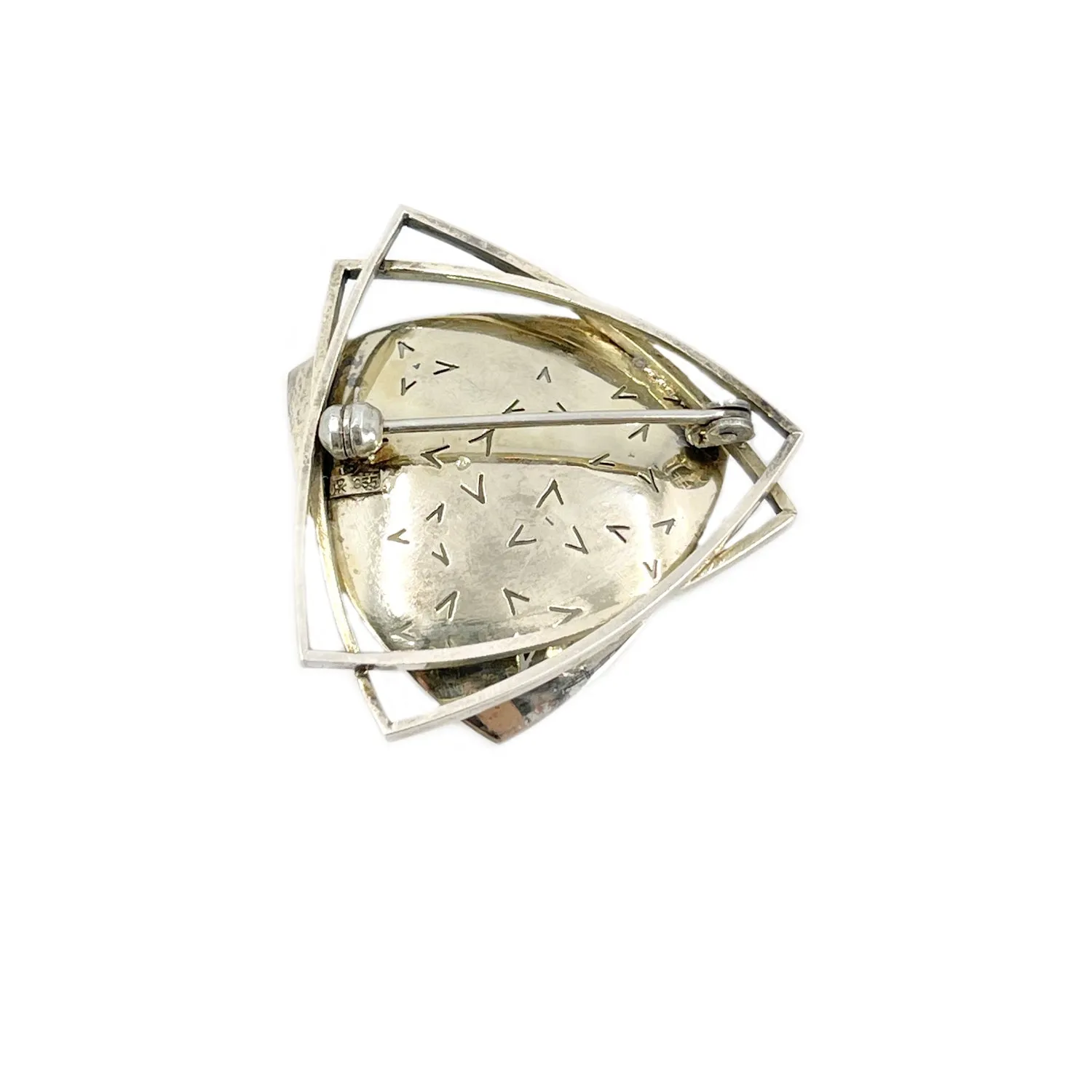 Atomic Era Modernist Japanese Saltwater Akoya Pearl Vintage Brooch- 835 Coin Silver
