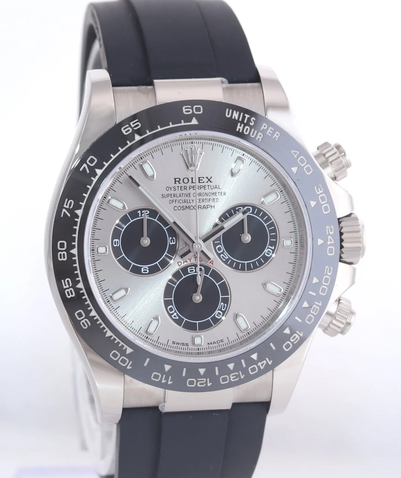 Aug 2022 Papers Rolex Daytona 116519LN 18K White Gold Ceramic Silver Watch Box