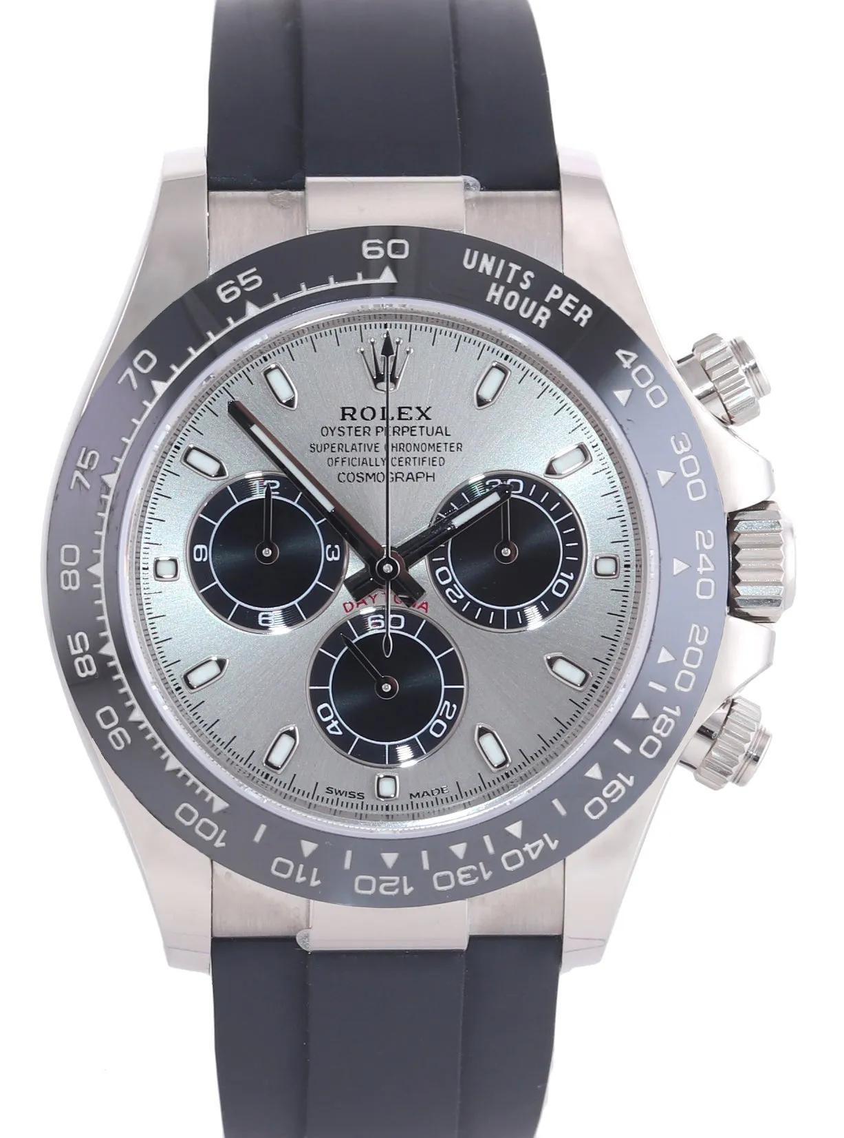Aug 2022 Papers Rolex Daytona 116519LN 18K White Gold Ceramic Silver Watch Box
