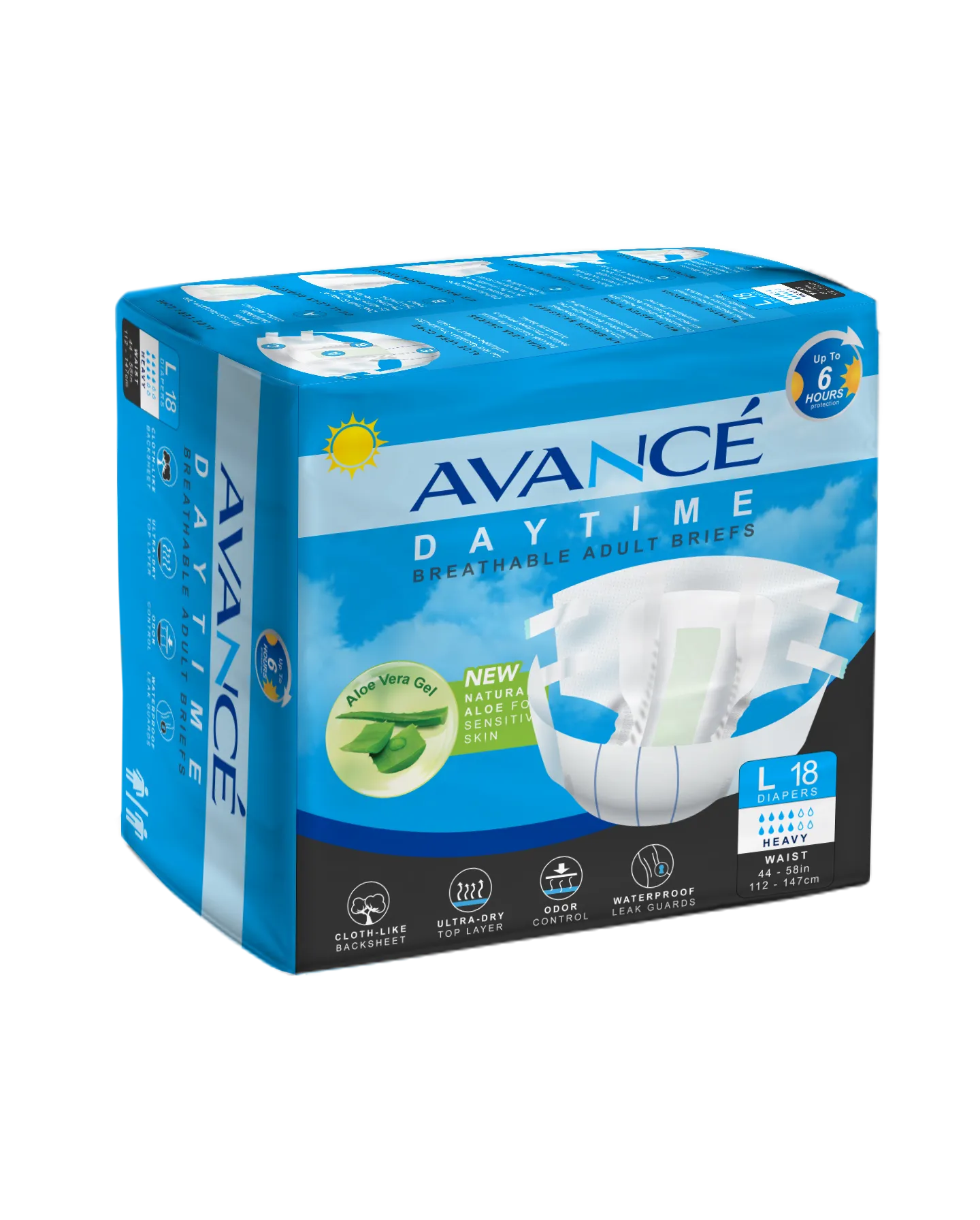 Avancé Aloe Daytime Breathable Adult Briefs Large