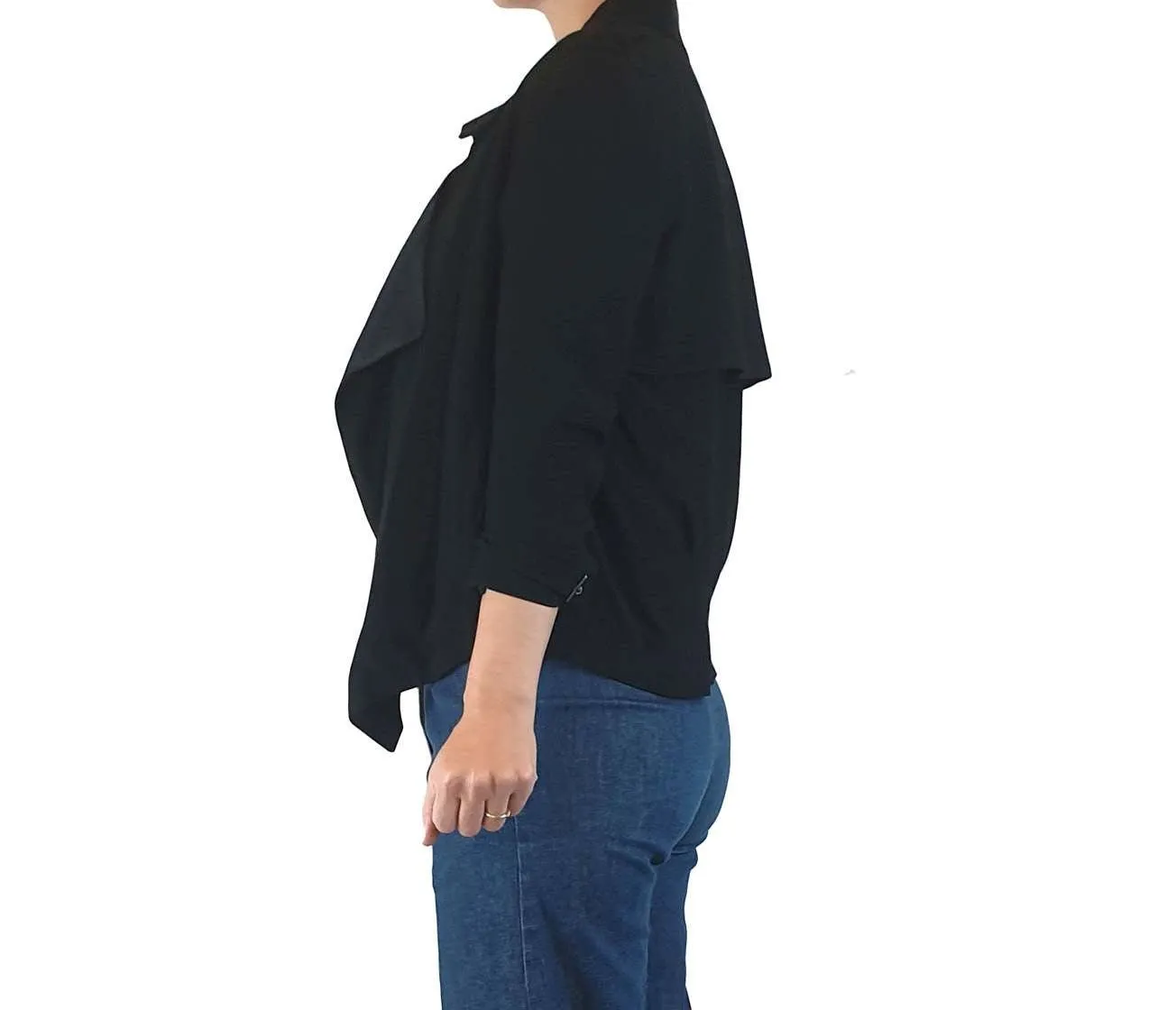 ba&sh black cropped jacket with trench coat-llike detail size 1 (best fits size 8)