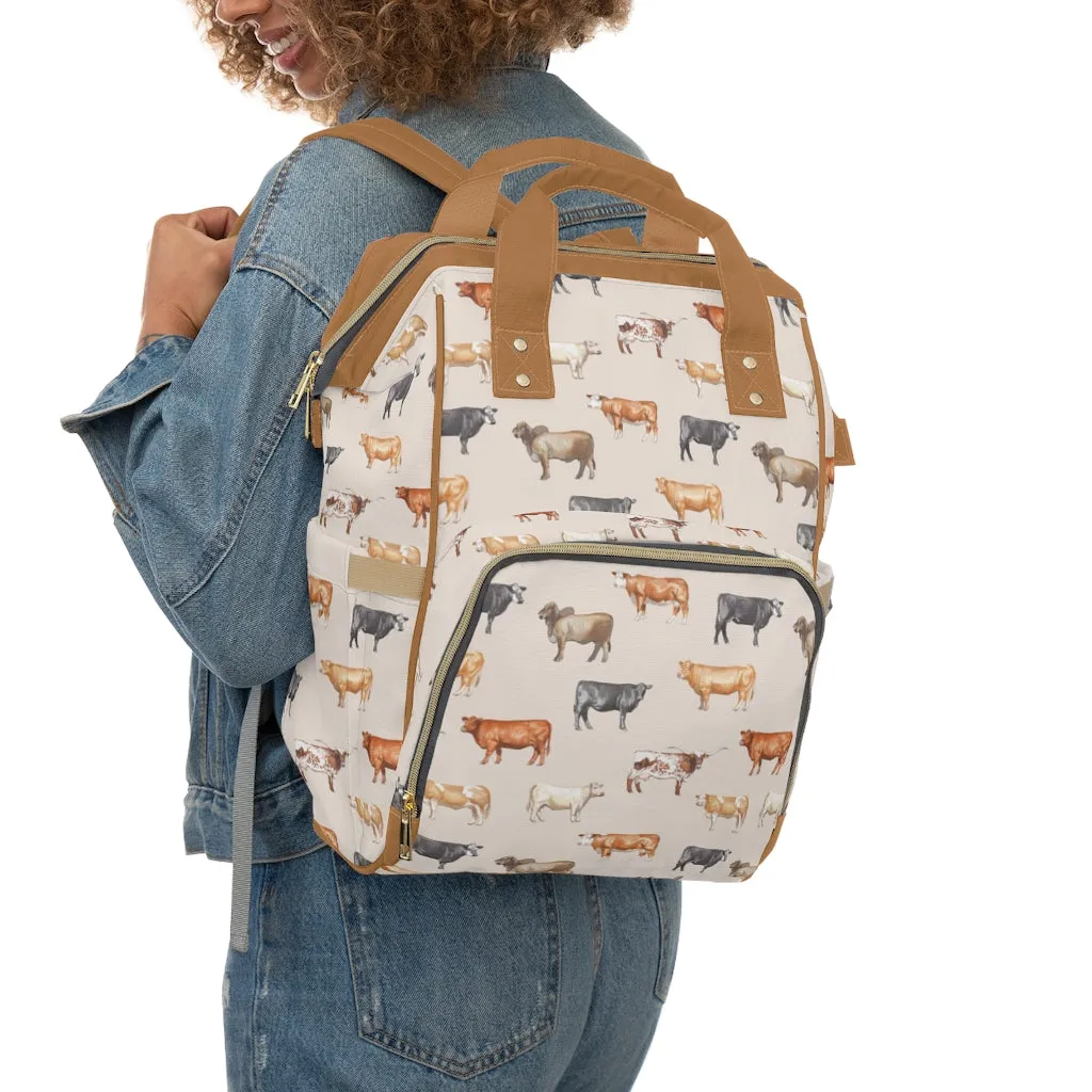 Beef Cows Diaper Bag in Cream