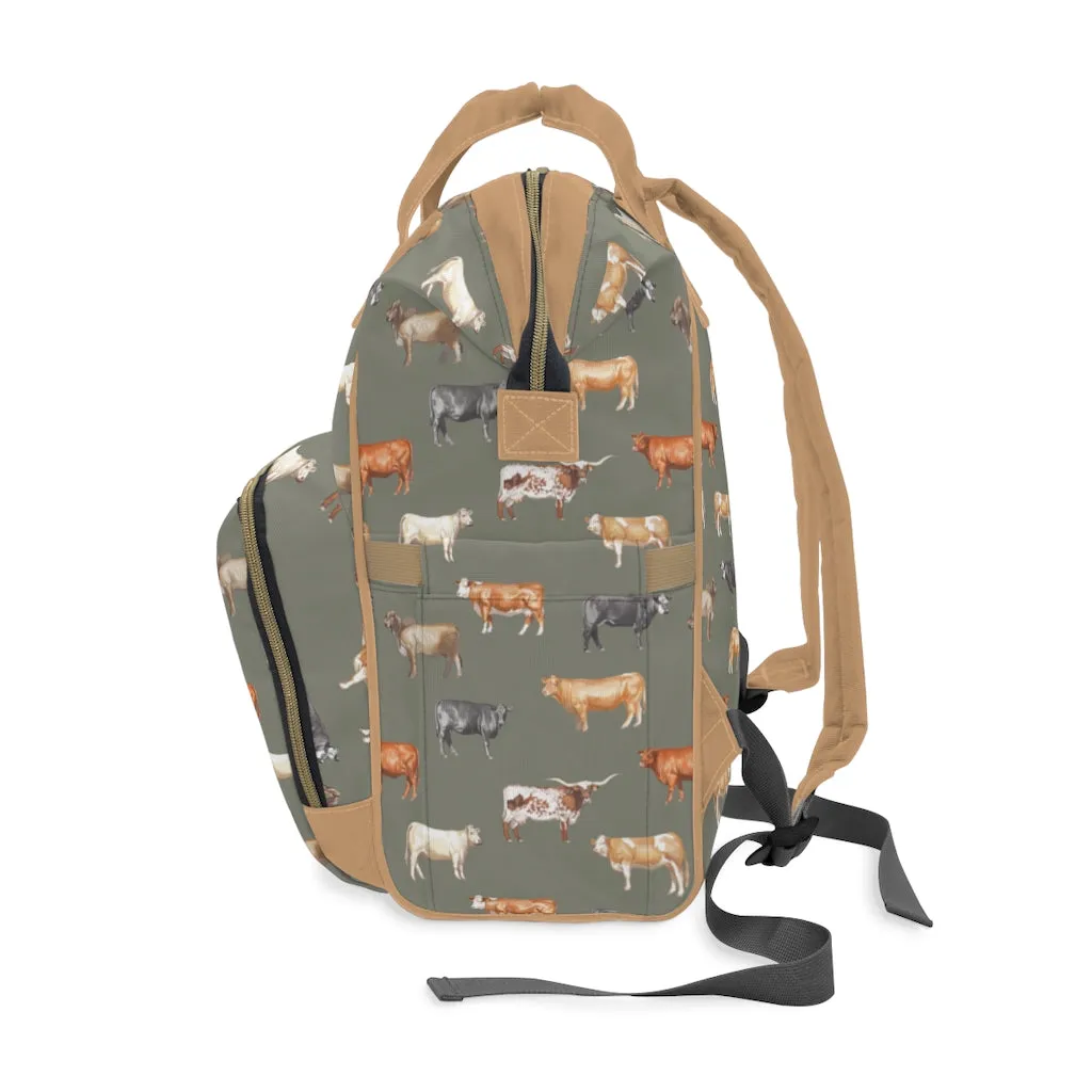 Beef Cows Diaper Bag in Green