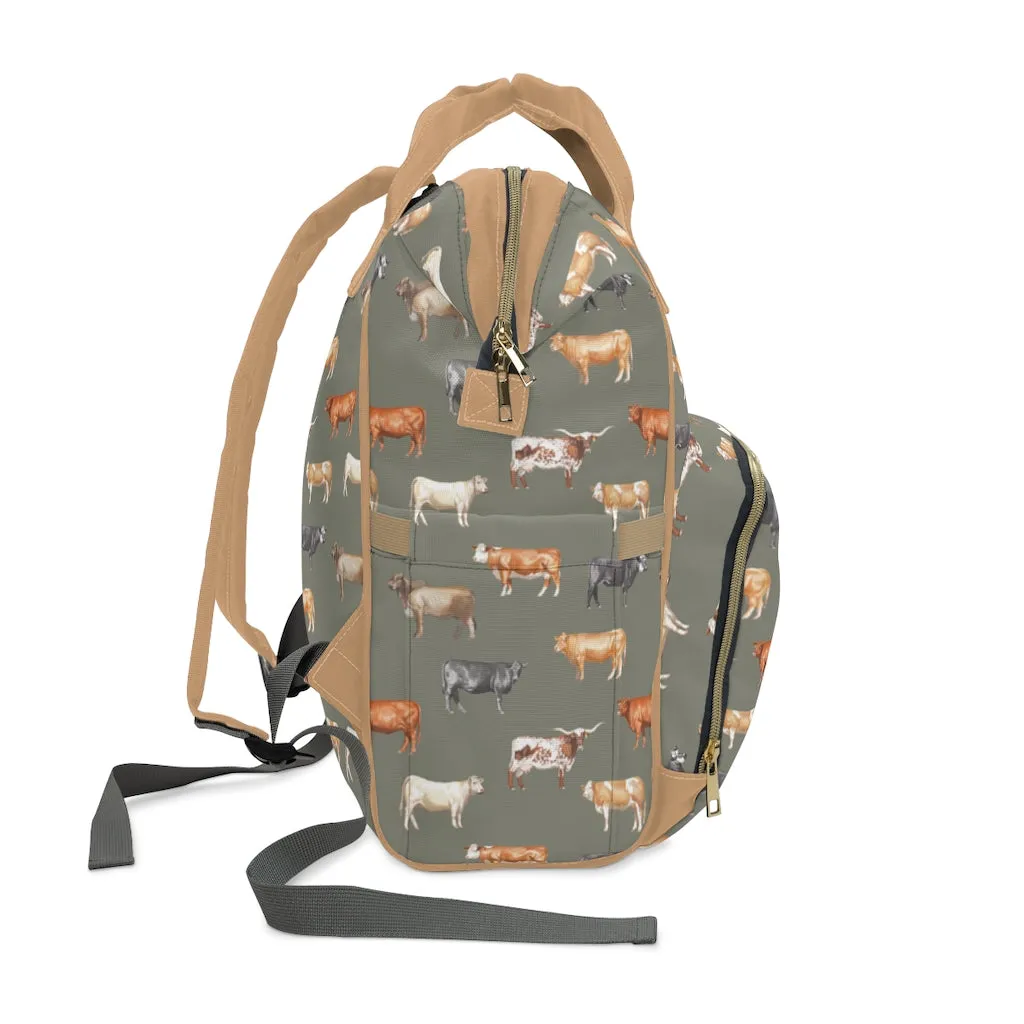 Beef Cows Diaper Bag in Green