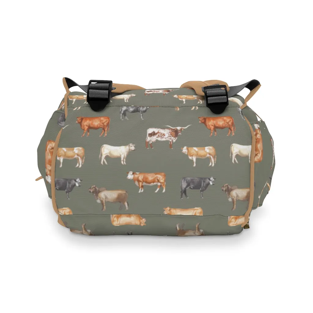 Beef Cows Diaper Bag in Green