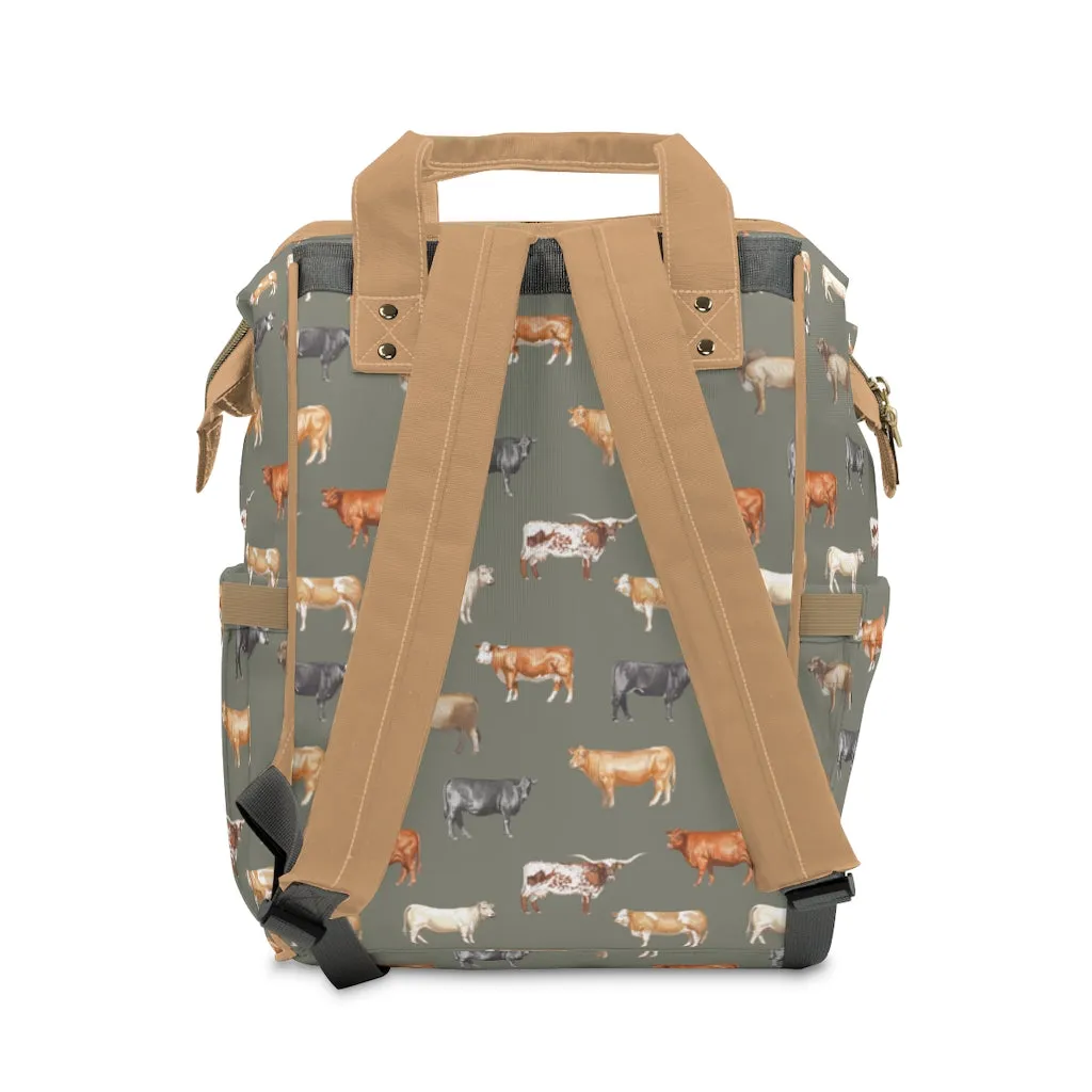 Beef Cows Diaper Bag in Green