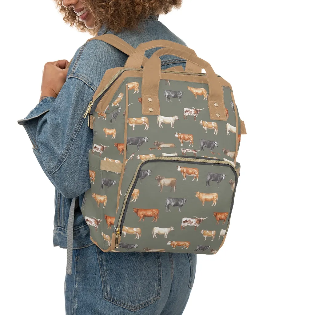 Beef Cows Diaper Bag in Green