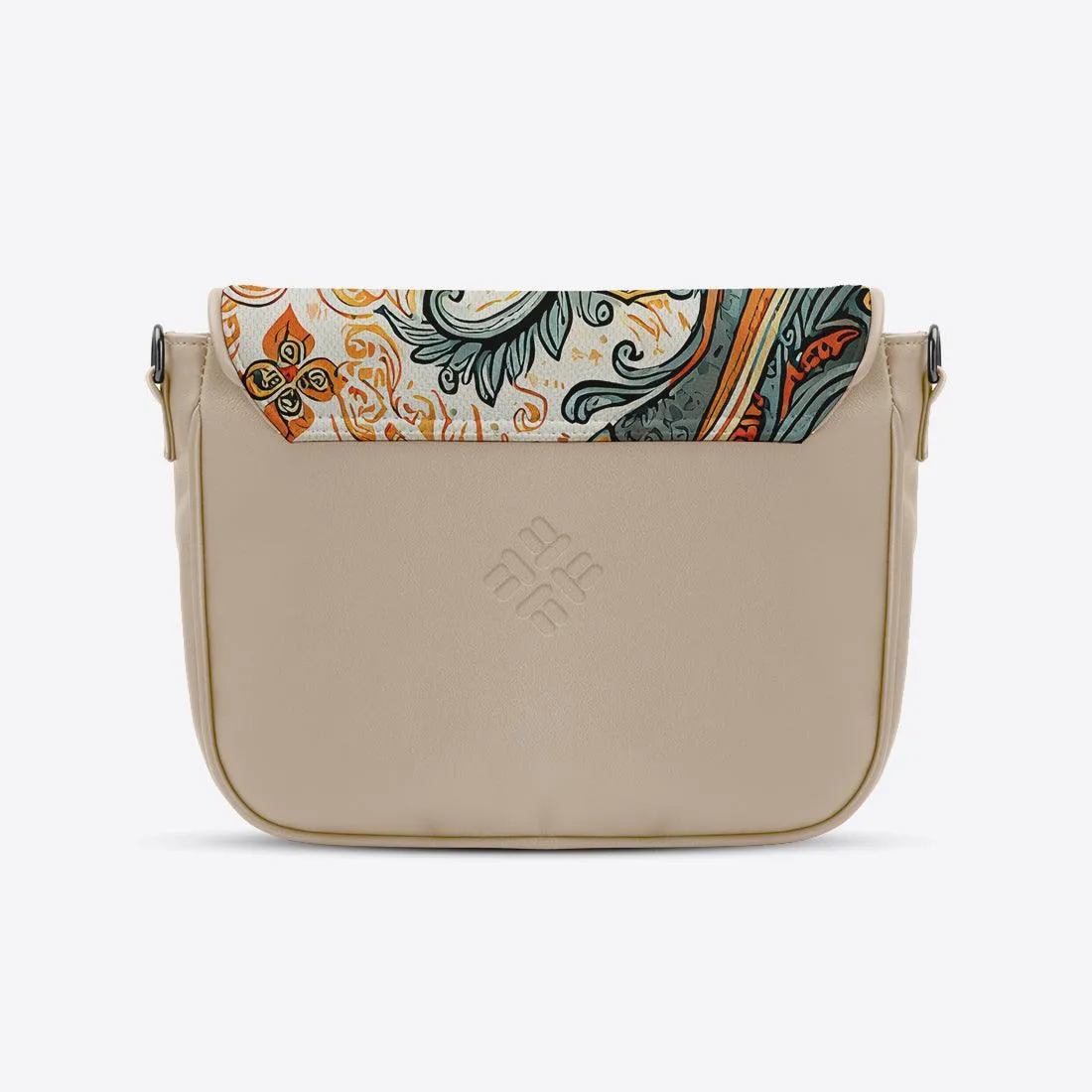 Beige Messenger Crossbody Linocut