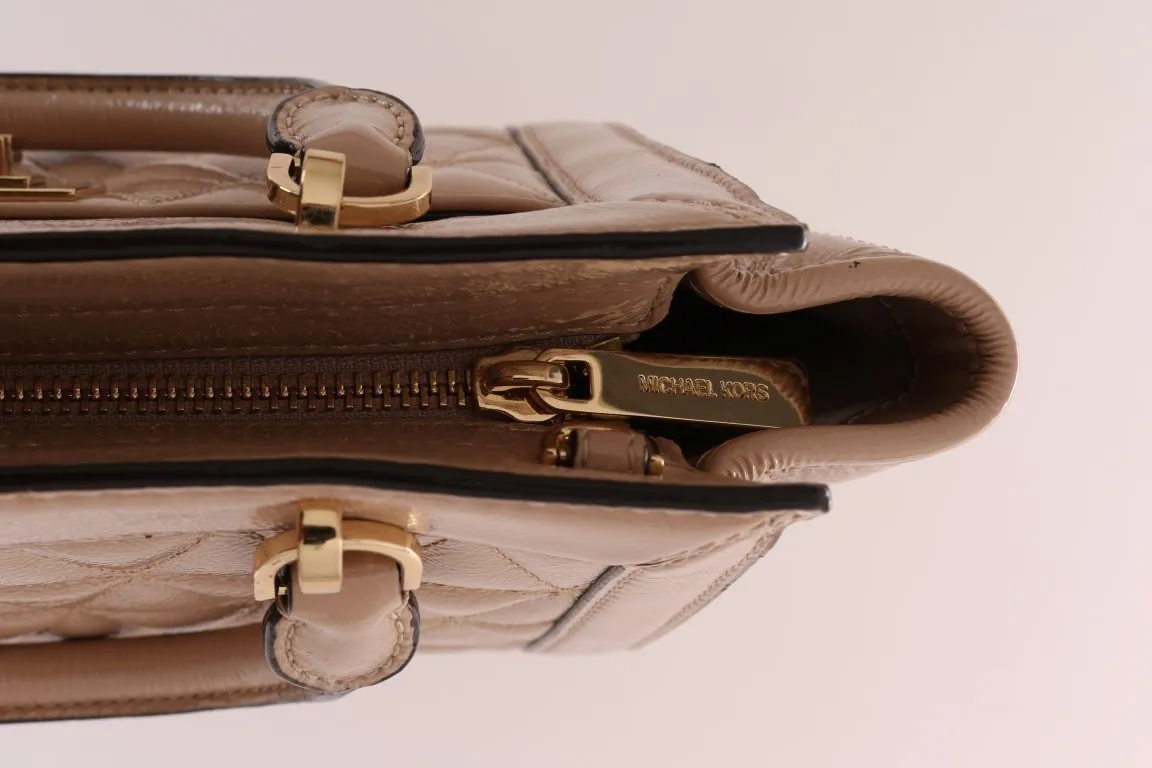 Beige VIVIANNE Patent Messenger Bag