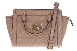 Beige VIVIANNE Patent Messenger Bag