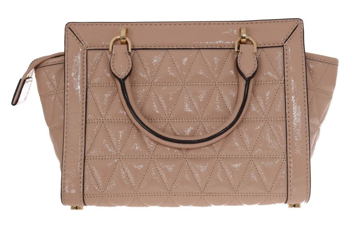 Beige VIVIANNE Patent Messenger Bag