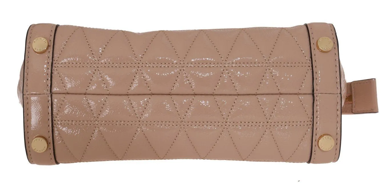 Beige VIVIANNE Patent Messenger Bag