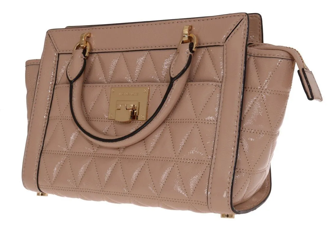 Beige VIVIANNE Patent Messenger Bag