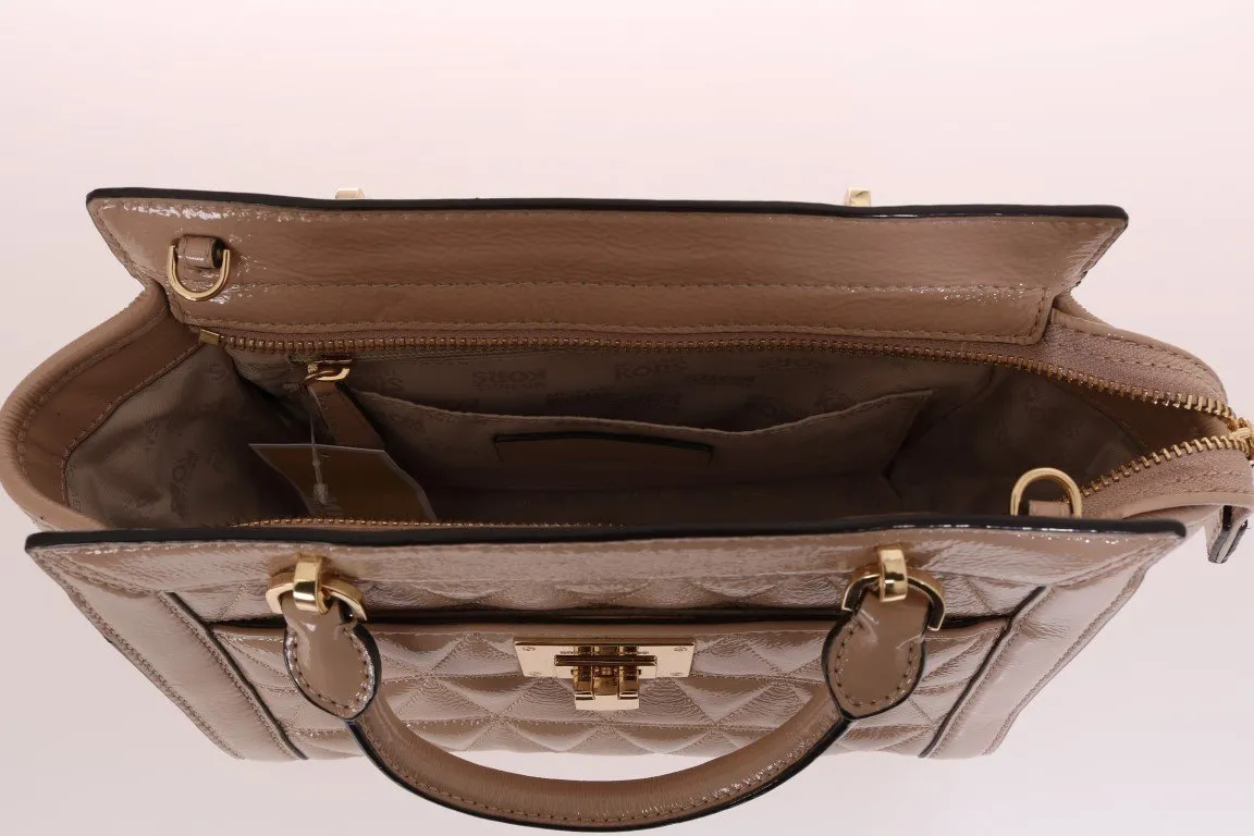 Beige VIVIANNE Patent Messenger Bag