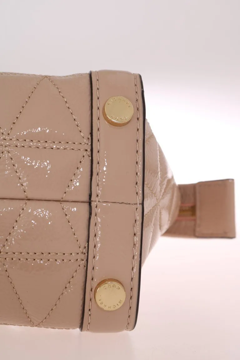 Beige VIVIANNE Patent Messenger Bag
