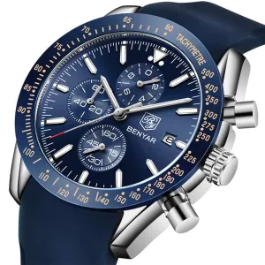BENYAR Men's Luxury Business Casual Party-Wear Silicone Chronograph Date Display Watch