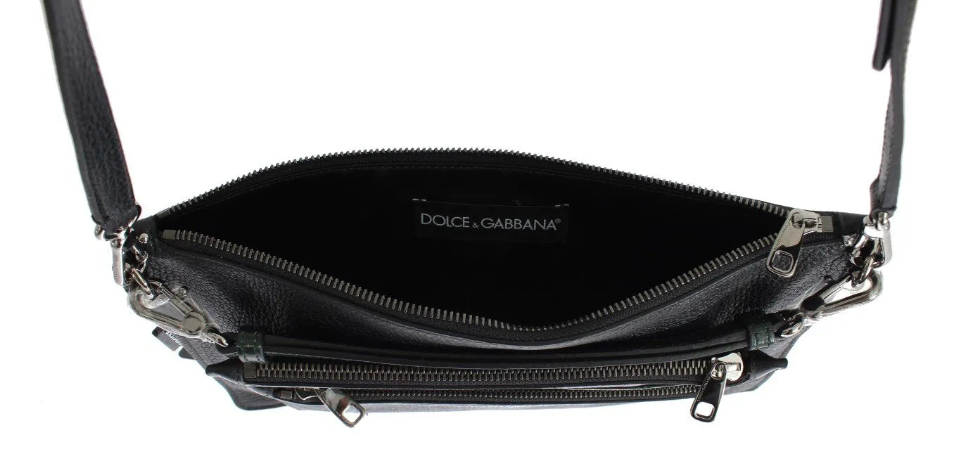 Black Leather Shoulder Cross Body Messenger Bag Purse