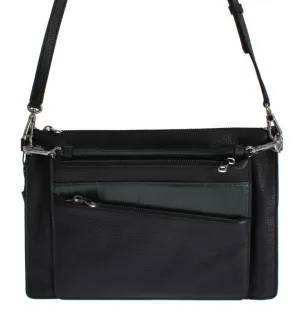 Black Leather Shoulder Cross Body Messenger Bag Purse