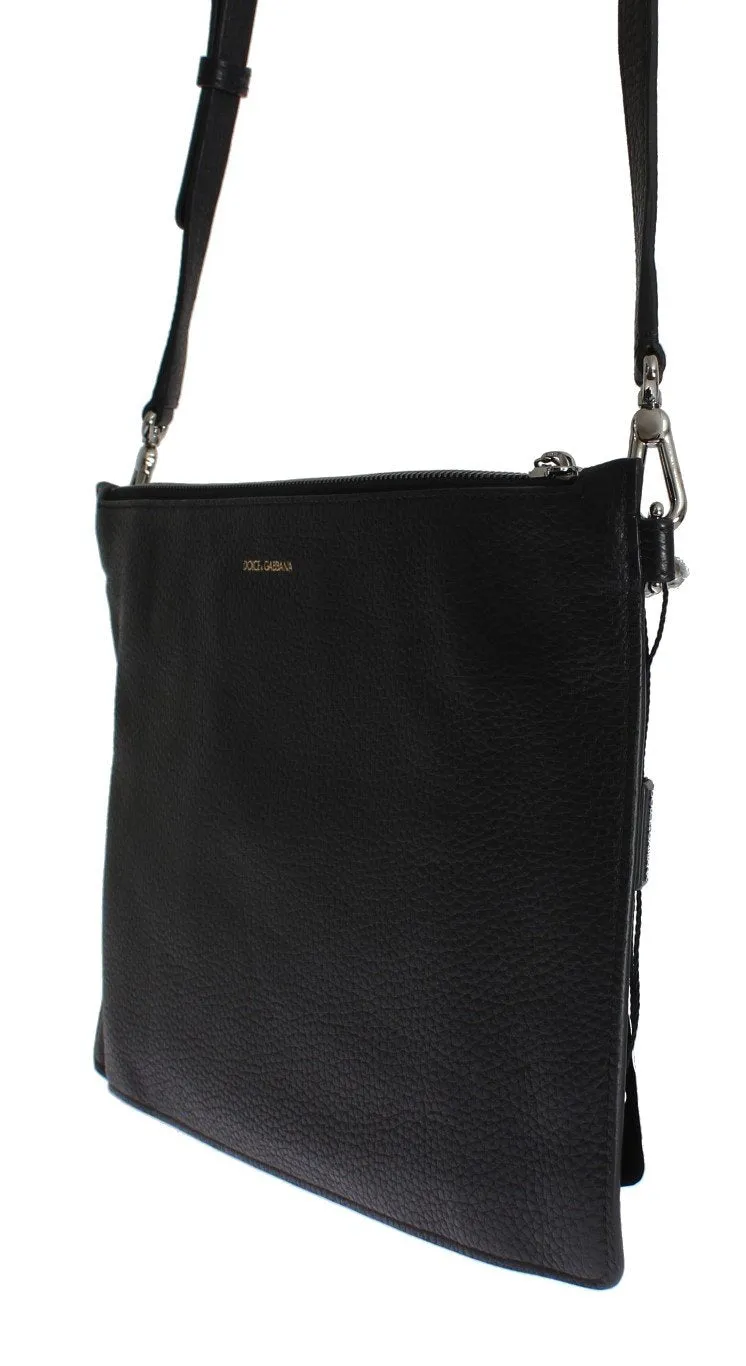 Black Leather Shoulder Cross Body Messenger Bag Purse