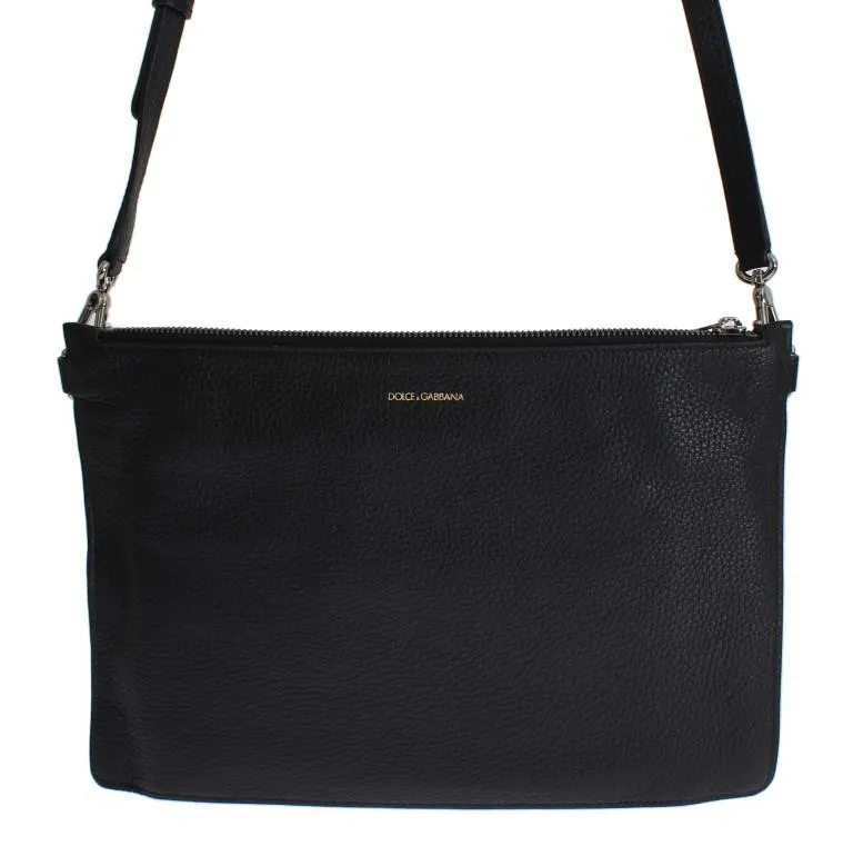 Black Leather Shoulder Cross Body Messenger Bag Purse