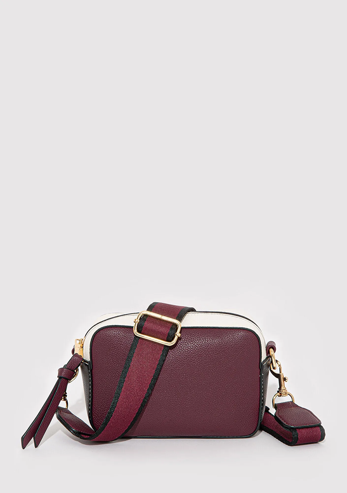 Black Strap Burgundy Camera Bag