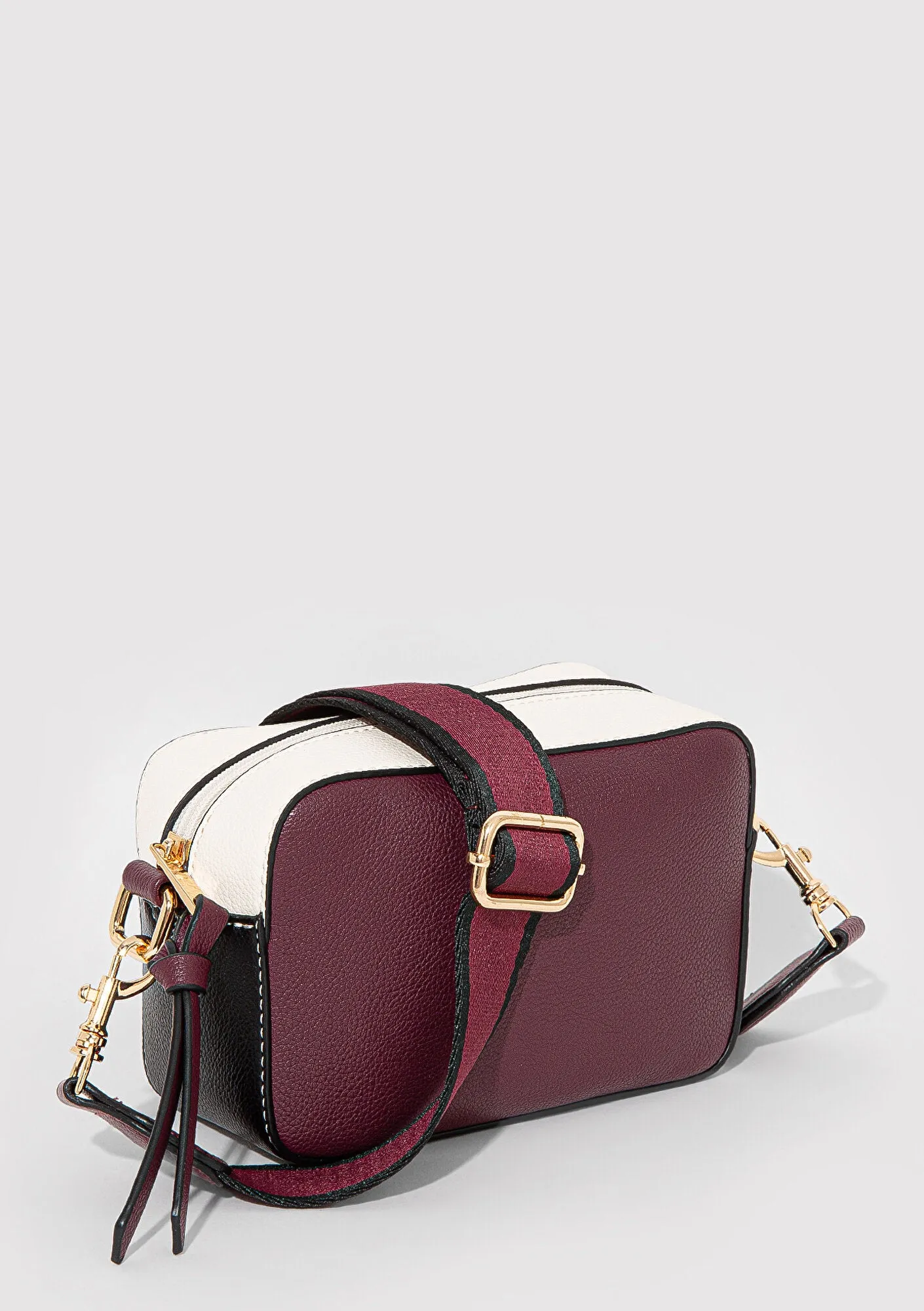 Black Strap Burgundy Camera Bag