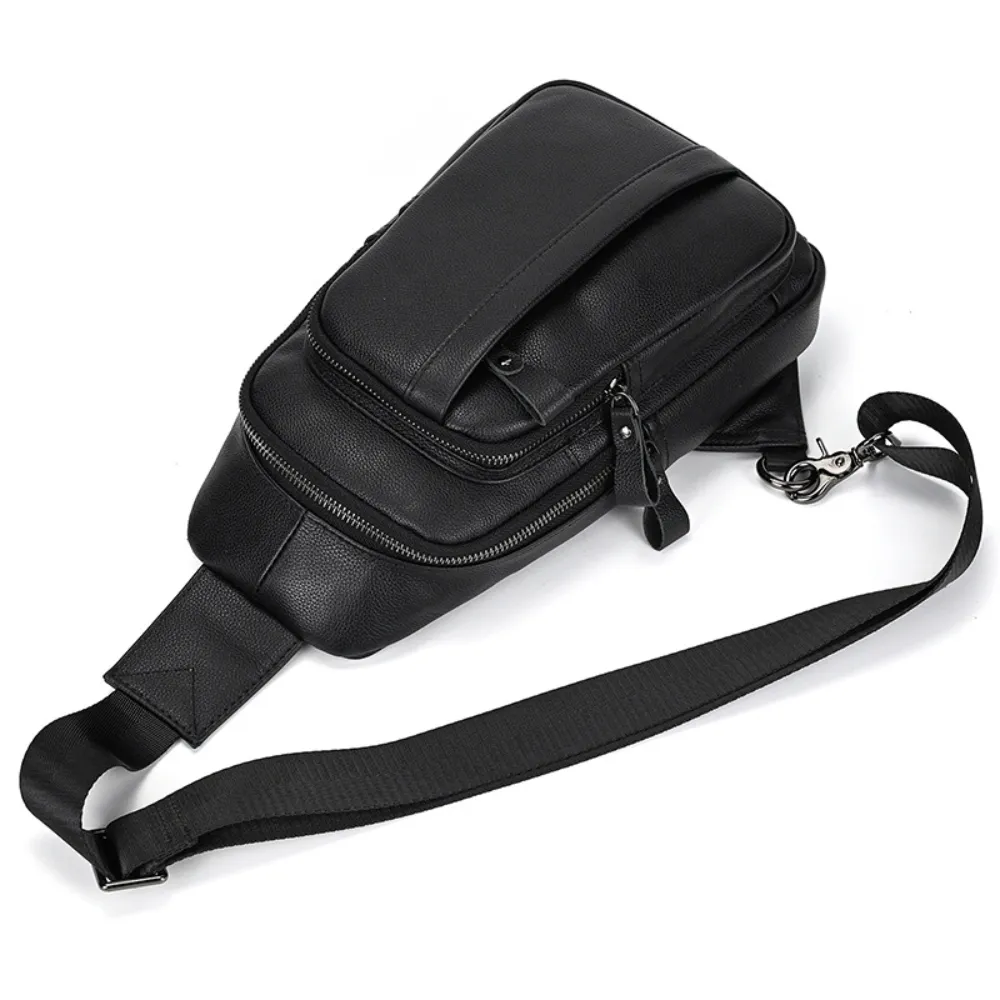 Black Surge Single Strap Sling Leather Cross Body Bag