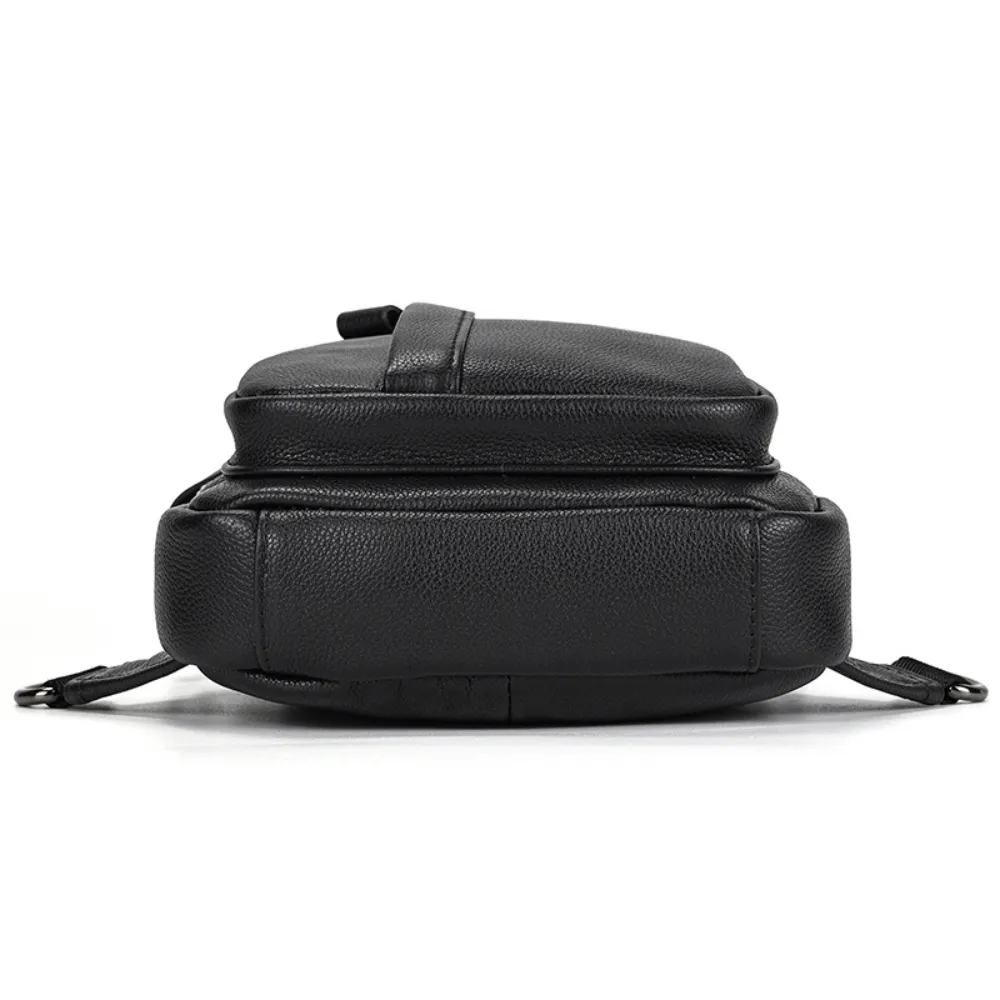 Black Surge Single Strap Sling Leather Cross Body Bag