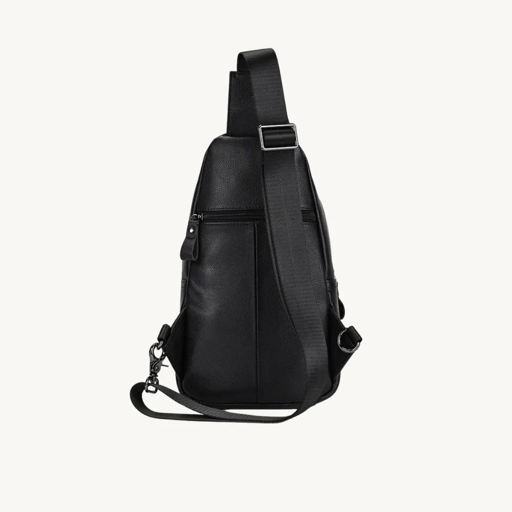 Black Surge Single Strap Sling Leather Cross Body Bag