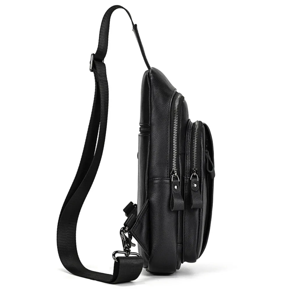 Black Surge Single Strap Sling Leather Cross Body Bag