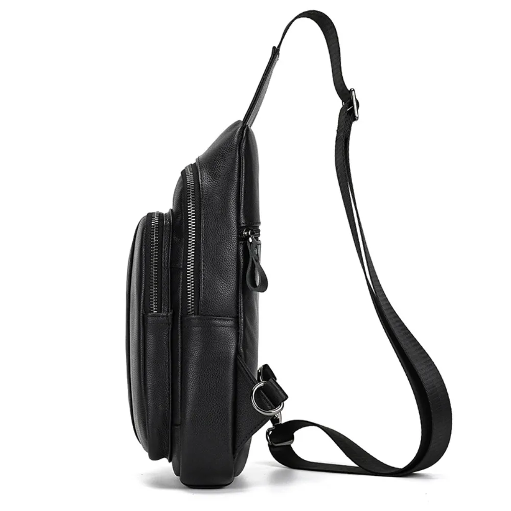 Black Surge Single Strap Sling Leather Cross Body Bag