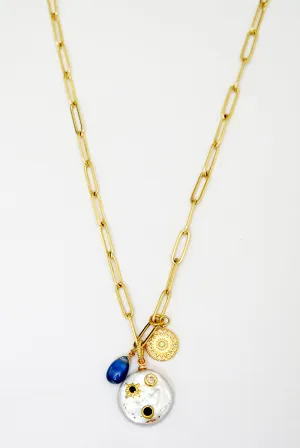 Blue Kyanite, Pearl & Opal Necklace