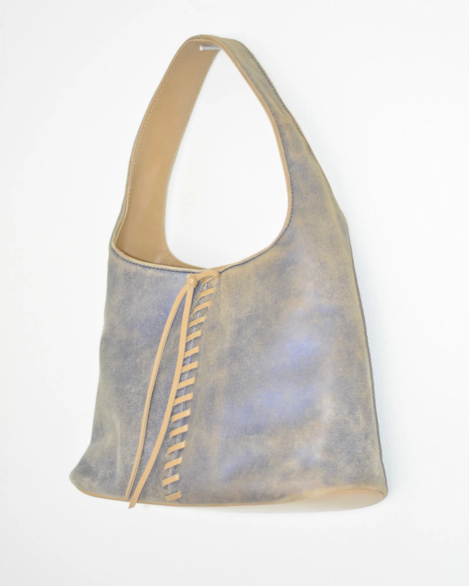 Blue Lace Up Suede Purse