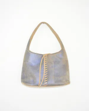 Blue Lace Up Suede Purse