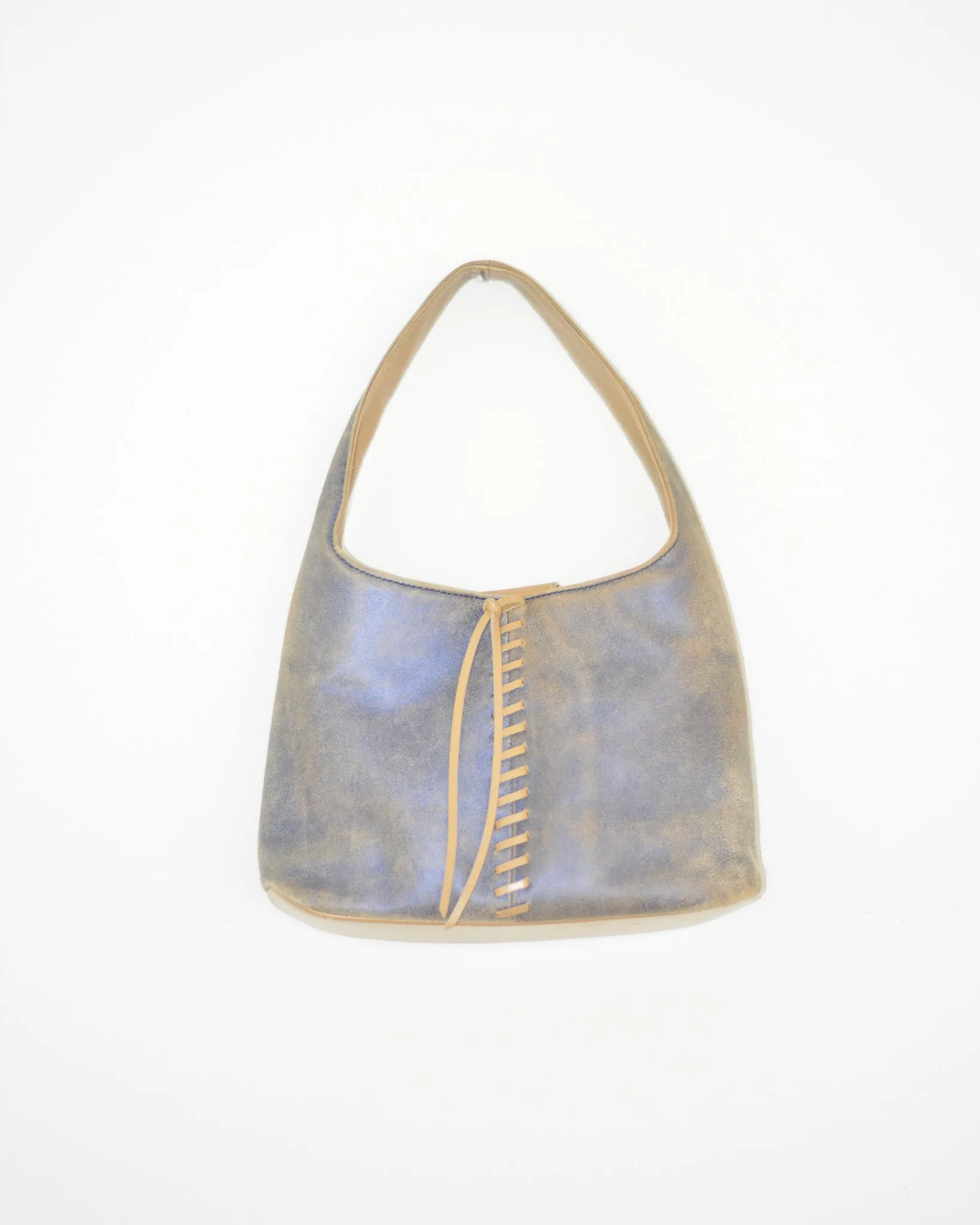 Blue Lace Up Suede Purse