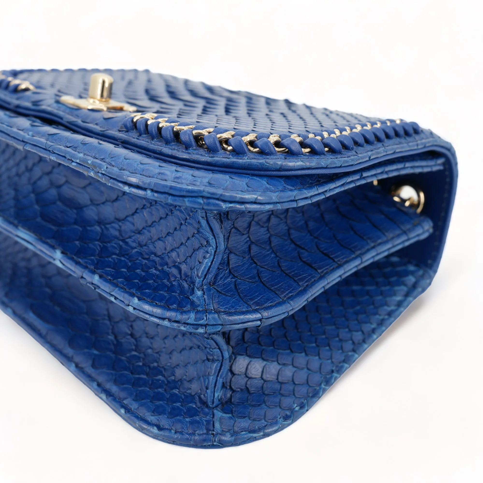 Blue Python Chain Mini Messenger Bag